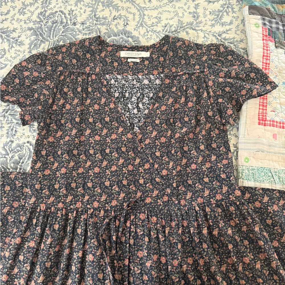 Christy Dawn The Dawn Dress size small Navy Floral Midi Cotton Farm to Closet